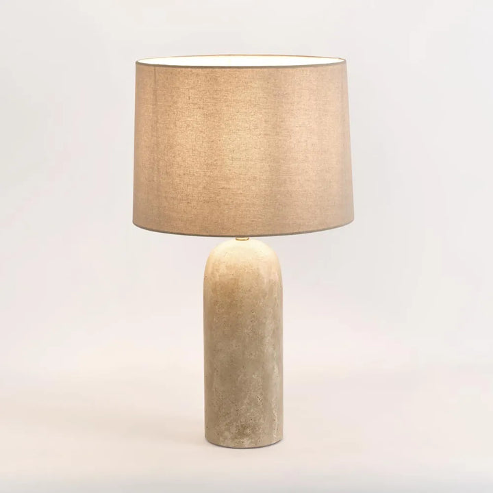 Olsen Travertine Table Lamp & Linen Shade TABLE LAMP