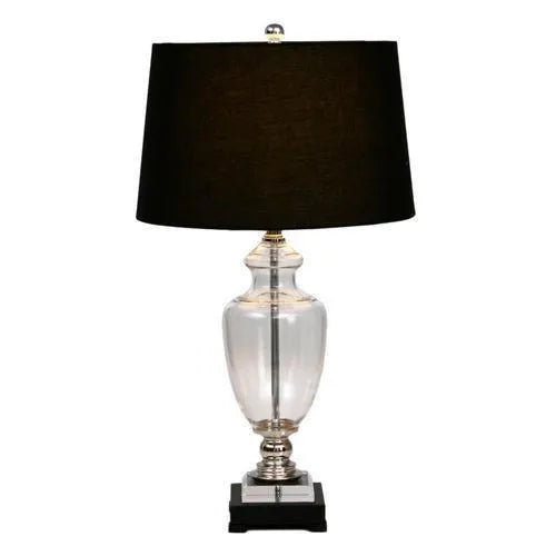 Glass Black Lamp W Black Shade TABLE LAMP