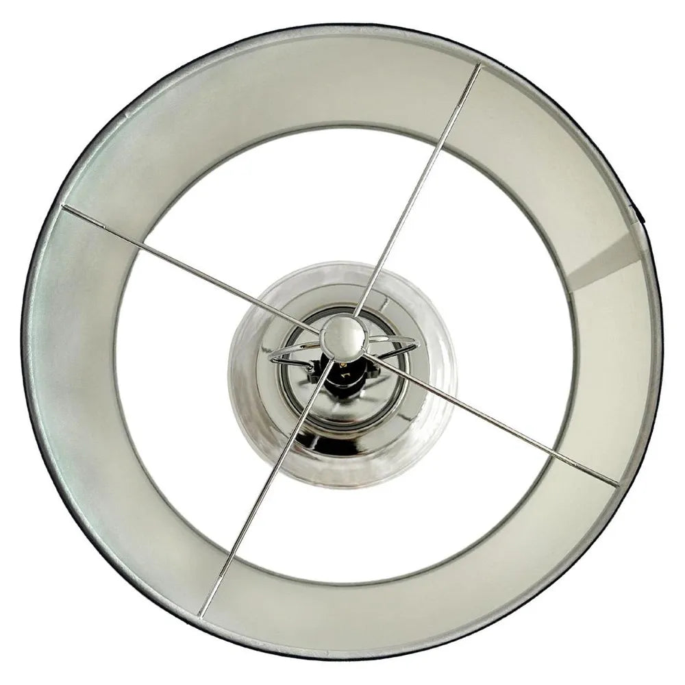 Charlotte Glass and Nickel Lamp with White Linen Shade TABLE LAMP