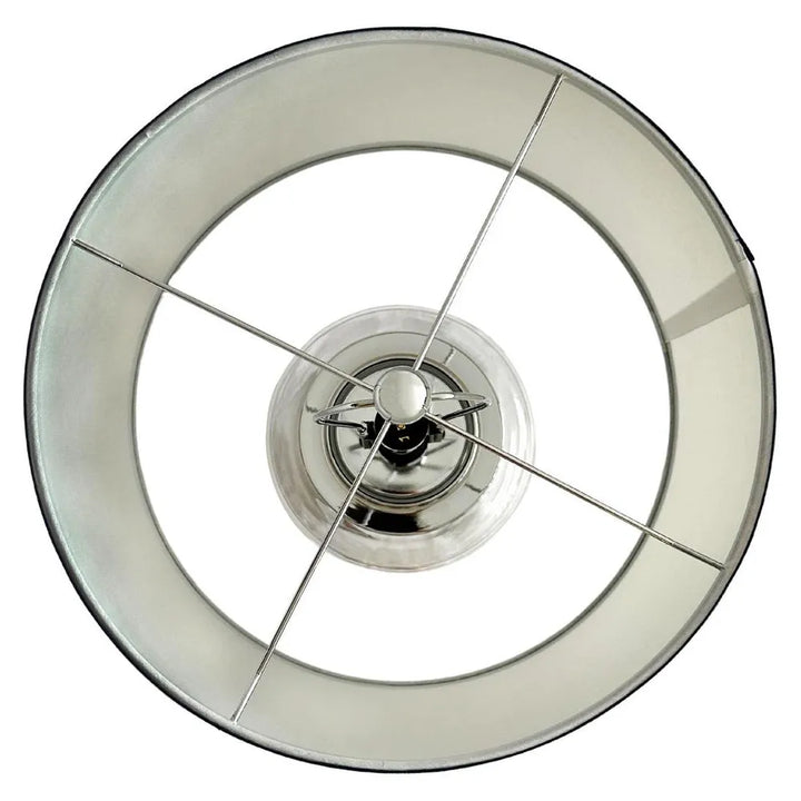 Charlotte Glass and Nickel Lamp with White Linen Shade TABLE LAMP