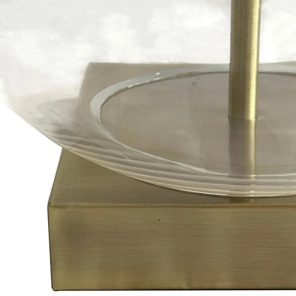 Ellyn Glass and Brass Lamp with White Linen Shade TABLE LAMP