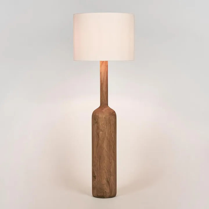 Flask Wood Floor Lamp Saddle Base with Shade Floor Lamp