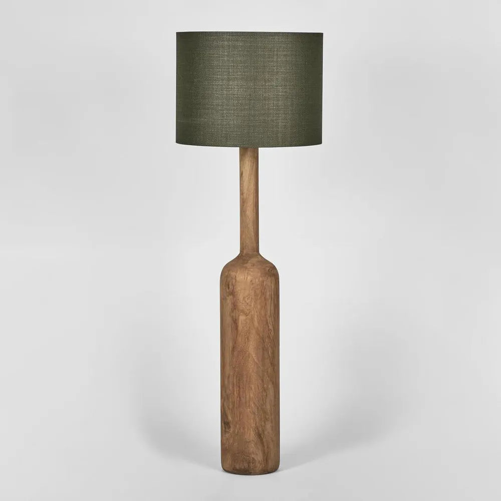 Flask Wood Floor Lamp Saddle Base with Shade Black Floor Lamp
