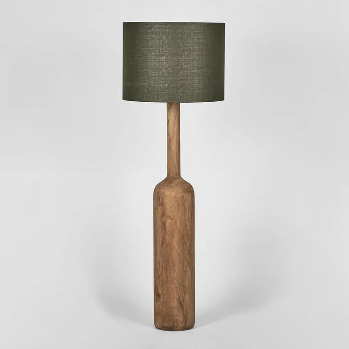 Flask Wood Floor Lamp Saddle Base with Shade Black Floor Lamp