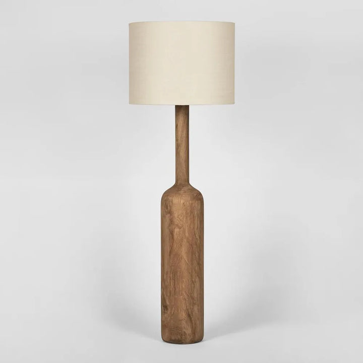 Flask Wood Floor Lamp Saddle Base with Shade Natural Floor Lamp