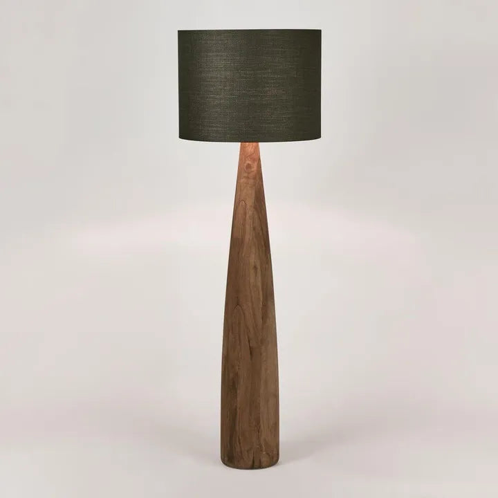 Samson Wood Floor Lamp Saddle Base with Shade Black Shade Floor Lamp