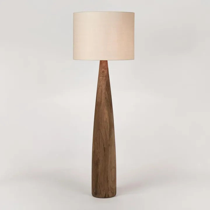 Samson Wood Floor Lamp Saddle Base with Shade Natural Shade Floor Lamp