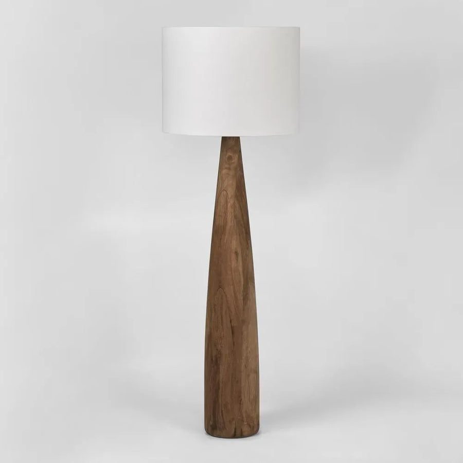 Samson Wood Floor Lamp Saddle Base with Shade White Shade Floor Lamp