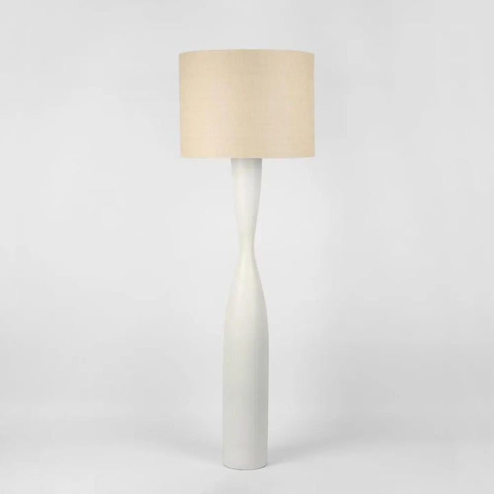 Callum Floor Lamp Base with Shade White Natural Floor Lamp
