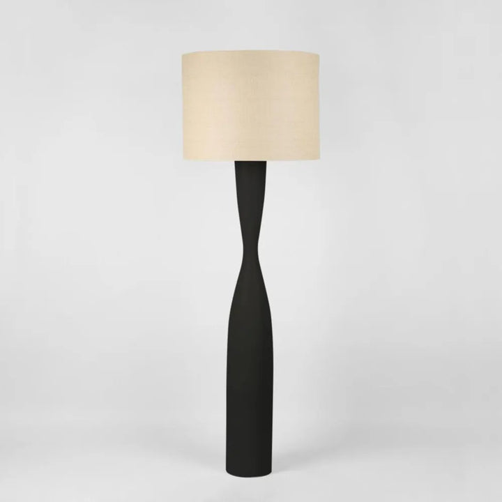 Callum Floor Lamp Base with Shade Black Natural Floor Lamp