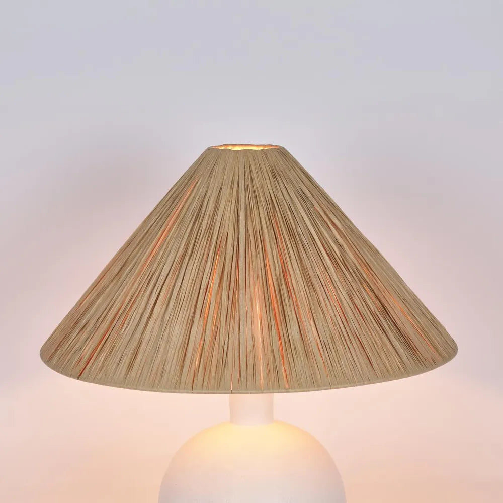 Esta Lamp Small White with Raffia Shade TABLE LAMP