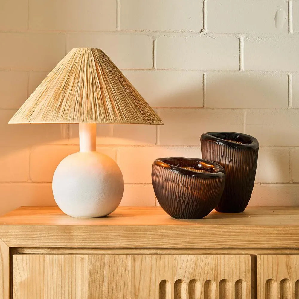 Esta Lamp Small White with Raffia Shade TABLE LAMP