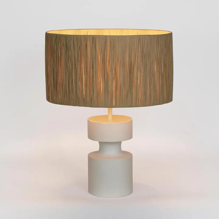 Marni Lamp Small White with Raffia Shade TABLE LAMP
