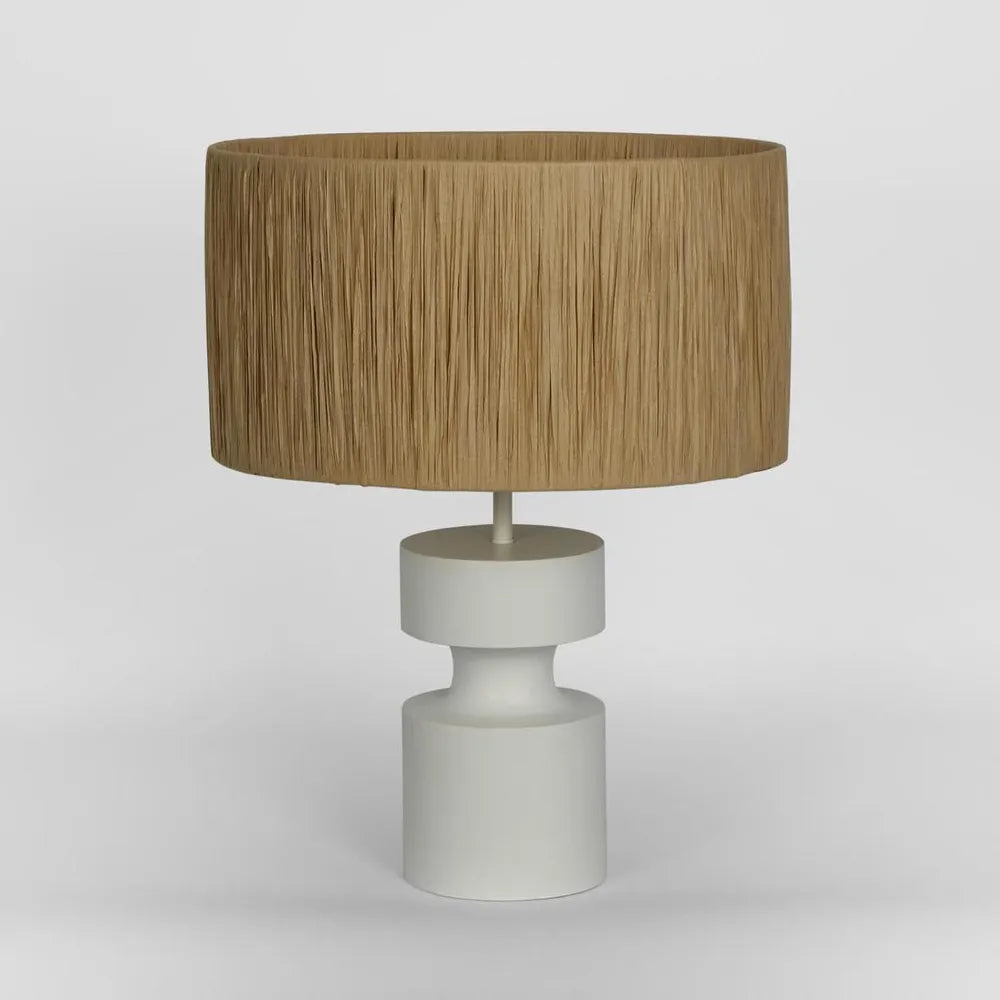 Marni Lamp Small White with Raffia Shade TABLE LAMP