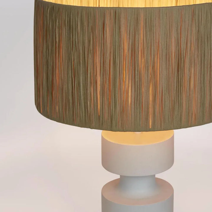 Marni Lamp Small White with Raffia Shade TABLE LAMP