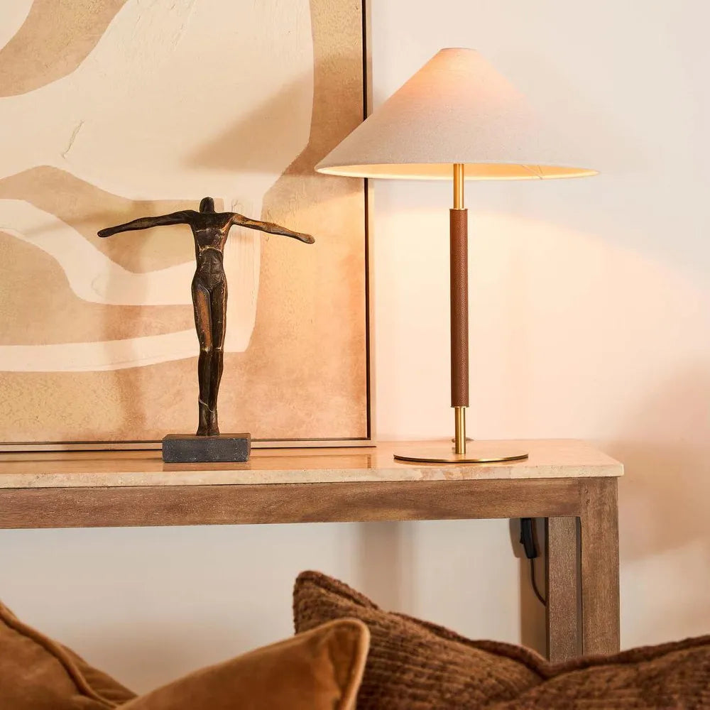 Huntley Leather & Brass Table Lamp & Shade TABLE LAMP