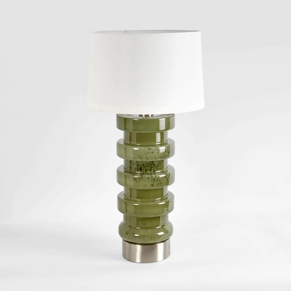 Remy Green Glass Table Lamp & White Shade TABLE LAMP