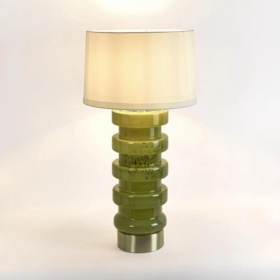 Remy Green Glass Table Lamp & White Shade TABLE LAMP