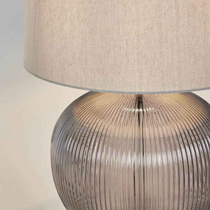 Linden Smoke Glass Table Lamp with Natural Linen Shade TABLE LAMP