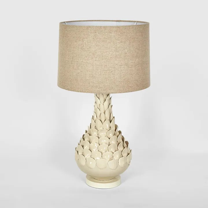 Petal Ceramic Table Lamp with Natural Linen Shade TABLE LAMP