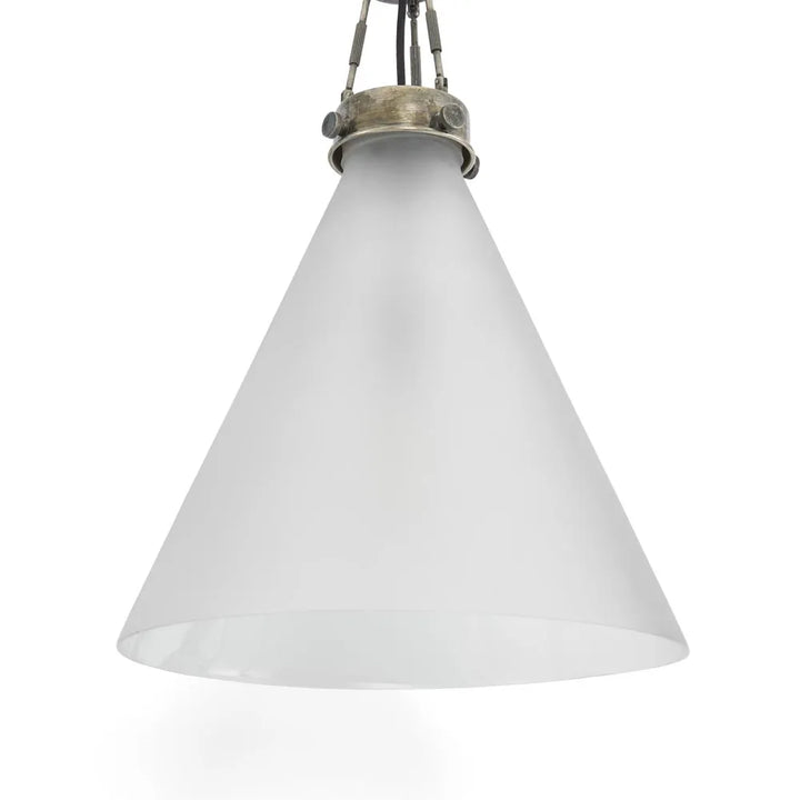 Gadsden Ceiling Pendant Large with Frosted Glass Antique Silver Pendant