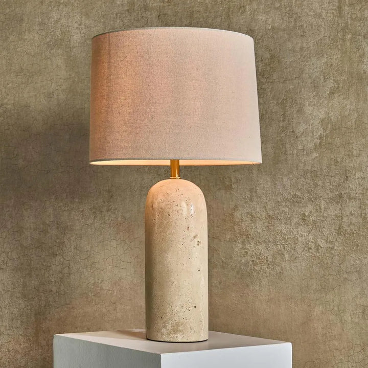 Olsen Travertine Table Lamp & Linen Shade TABLE LAMP