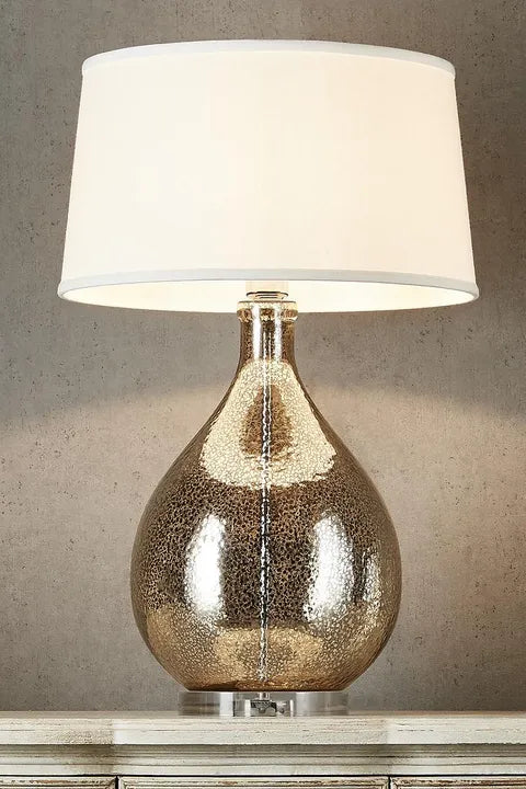 Brompton Table Lamp with Linen Shade Silver TABLE LAMP