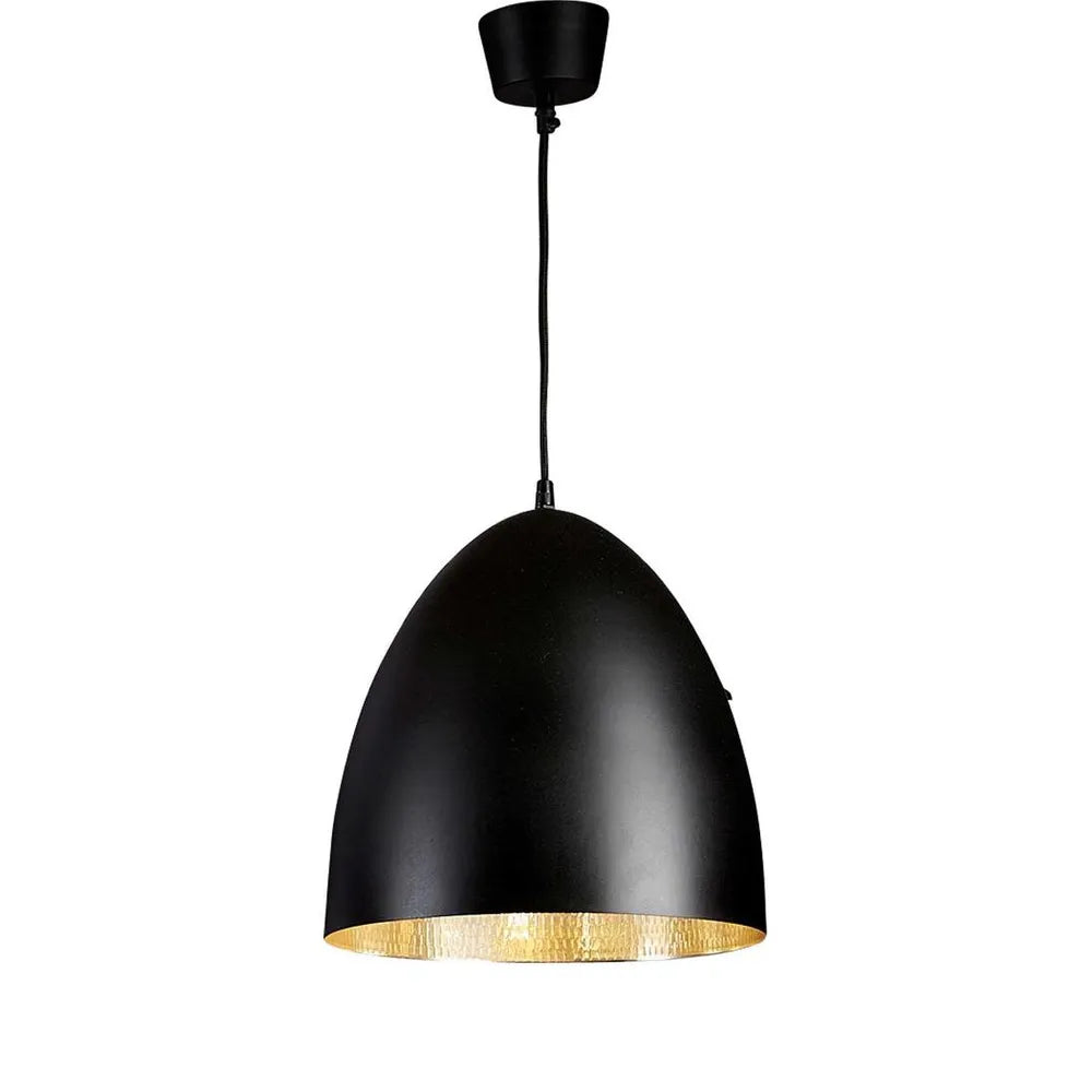Egg Ceiling Pendant White/Black with Silver Black Pendant
