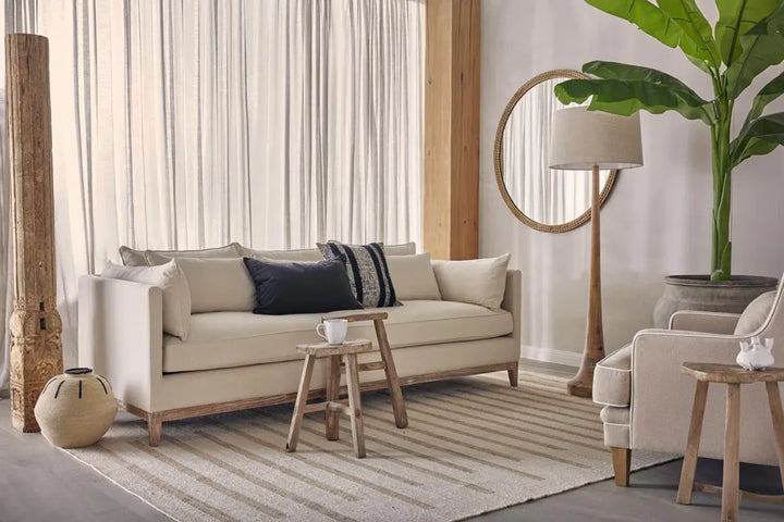 Lancia Large - Dark Natural - Turned Wood Slender Floor Lamp Floor Lamp