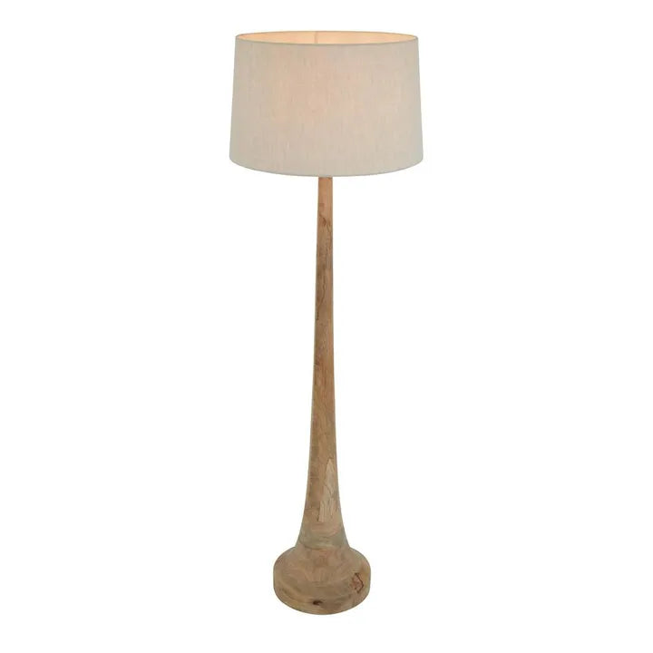 Lancia Large - Dark Natural - Turned Wood Slender Floor Lamp Light Natural Floor Lamp