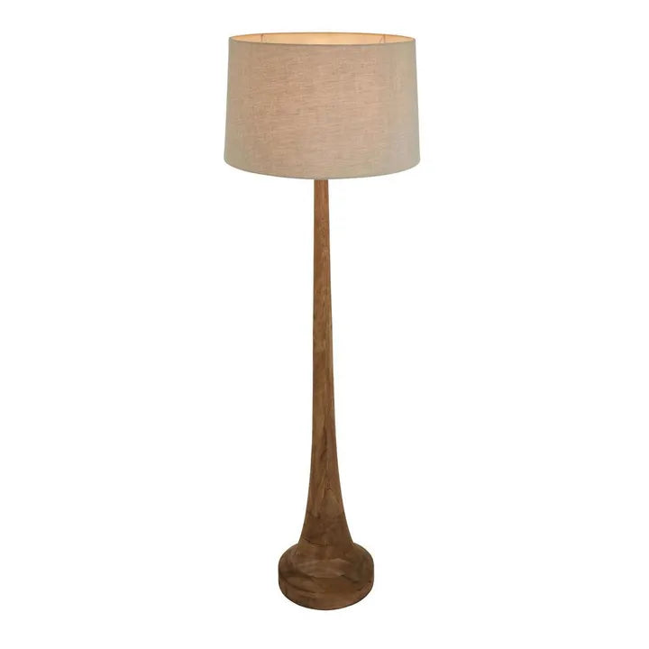 Lancia Large - Dark Natural - Turned Wood Slender Floor Lamp Dark Natural Floor Lamp