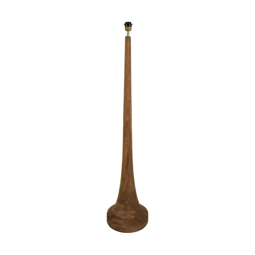 Lancia Large - Dark Natural - Turned Wood Slender Floor Lamp Floor Lamp