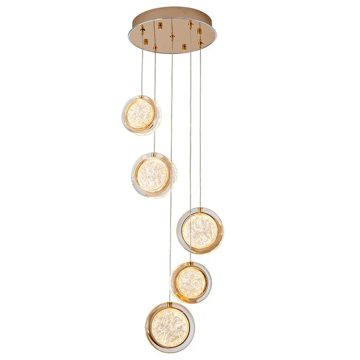 Yoyo-5 Light Round Base Gold Pendant