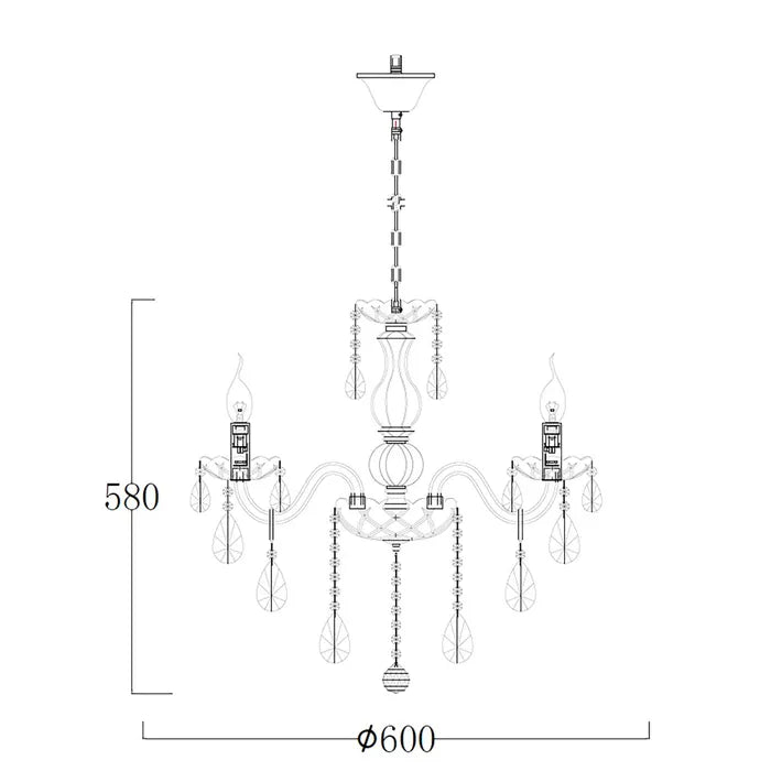 Bromley Crystal Chandelier - 6 Light Chandelier
