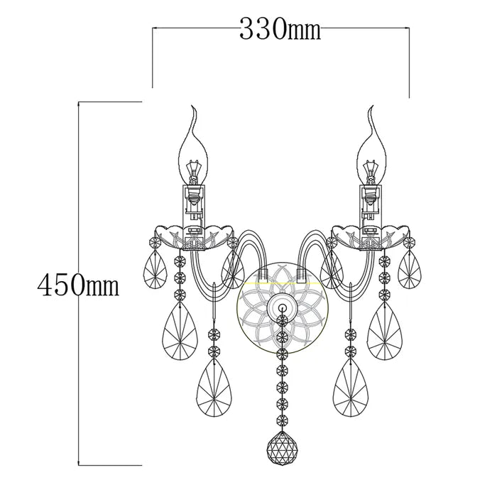 Bromley Crystal Wall Light - 2 Light WALL LIGHT