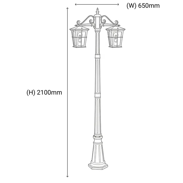 Eden Exterior Twin Head Post Light - 2100mm