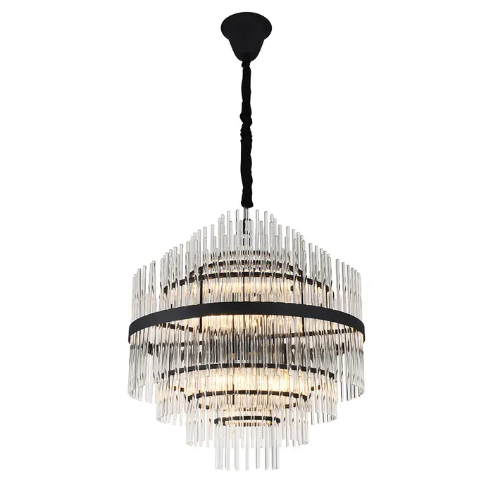 Chloe Glass Pendant - 600mm Black Chandelier