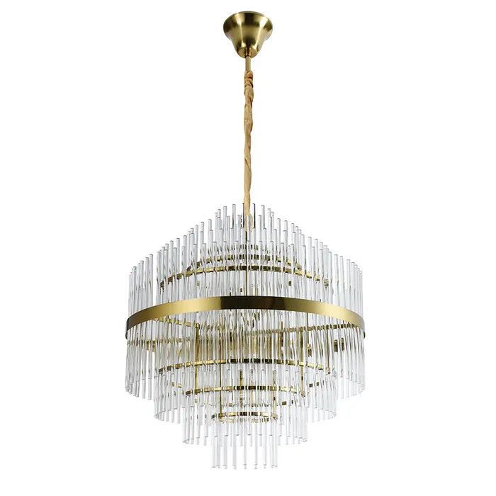 Chloe Glass Pendant - 600mm Gold Chandelier