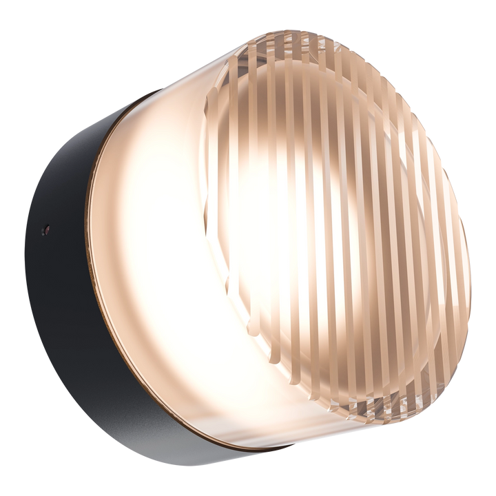 Calibo Gull Round Ribbed Acrylic 3CCT LED Exterior Wall Light Black WALL LIGHT