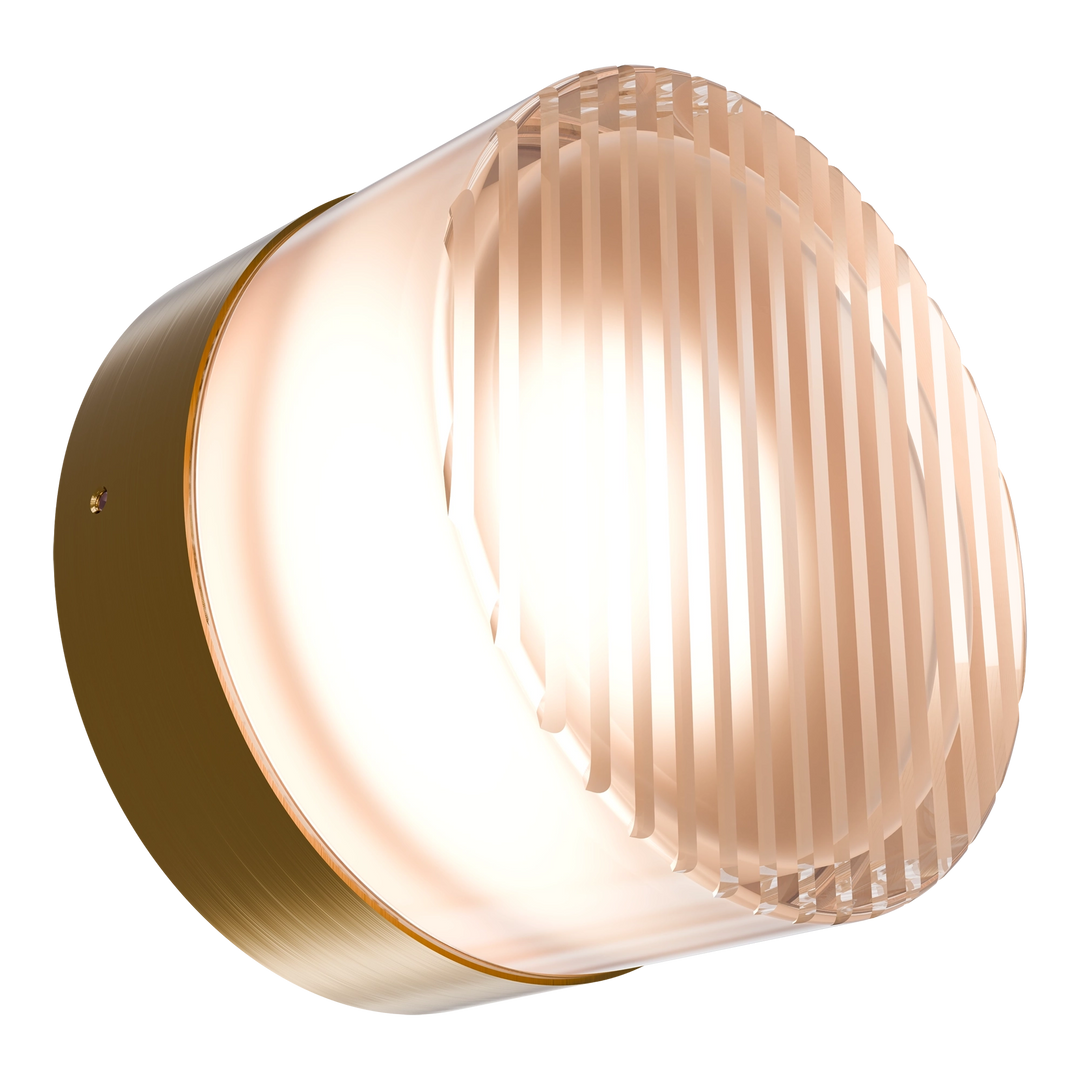 Calibo Gull Round Ribbed Acrylic 3CCT LED Exterior Wall Light Brass WALL LIGHT