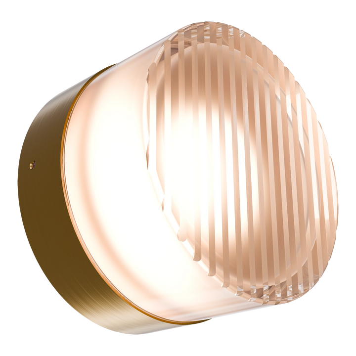 Calibo Gull Round Ribbed Acrylic 3CCT LED Exterior Wall Light Brass WALL LIGHT