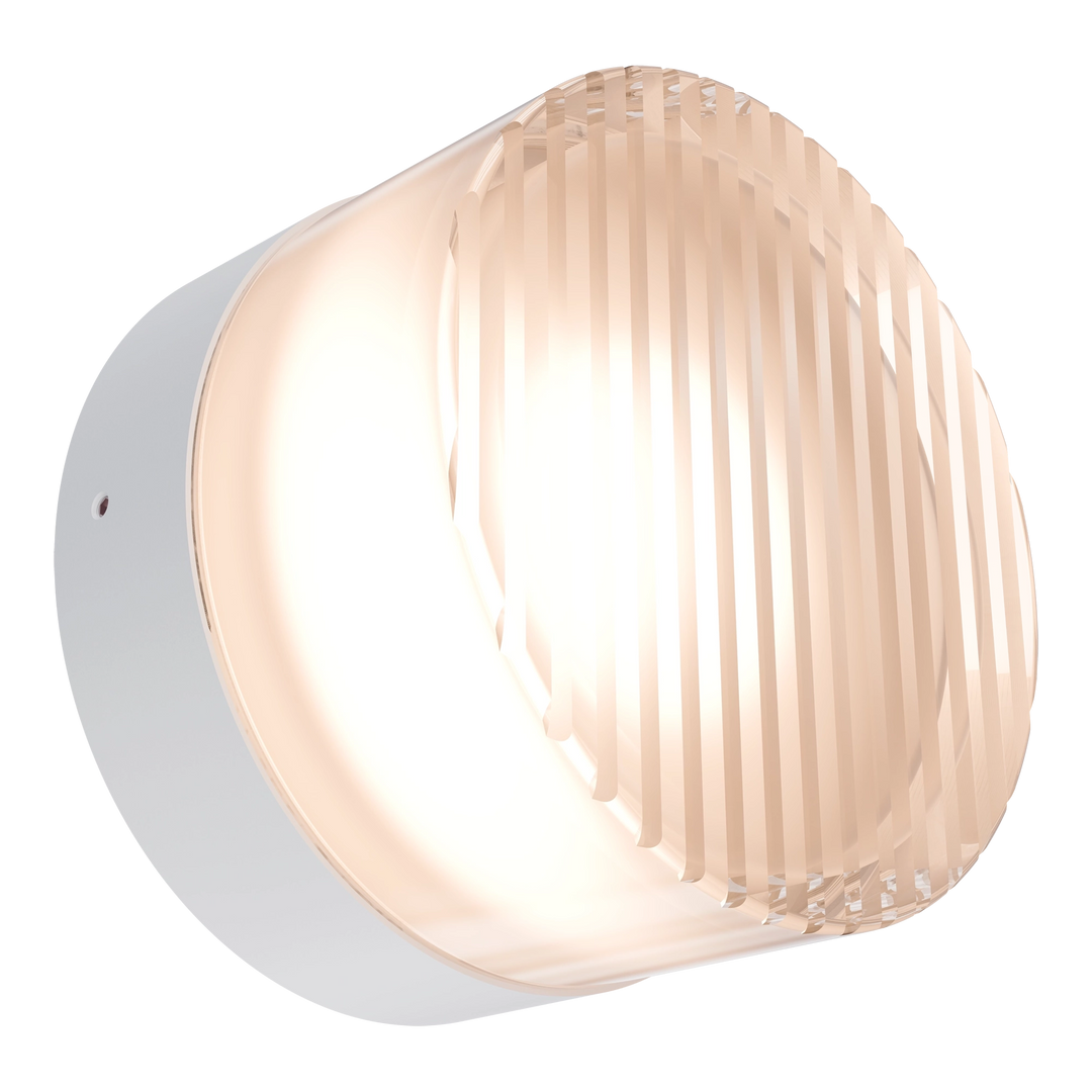 Calibo Gull Round Ribbed Acrylic 3CCT LED Exterior Wall Light White WALL LIGHT
