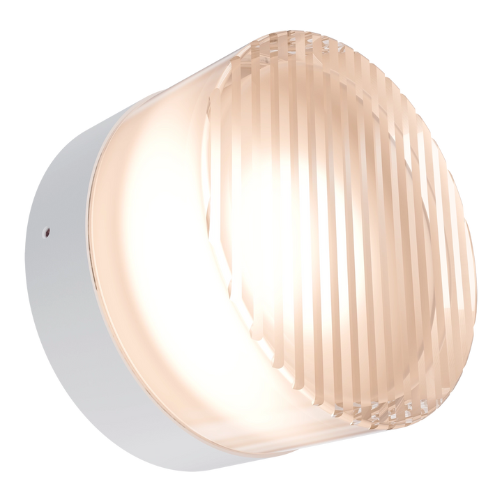 Calibo Gull Round Ribbed Acrylic 3CCT LED Exterior Wall Light White WALL LIGHT