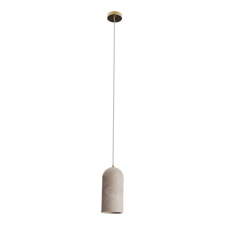 Calibo Inspire Crafted Travertine Round Top Cylinder Pendant Light - Beige Pendant