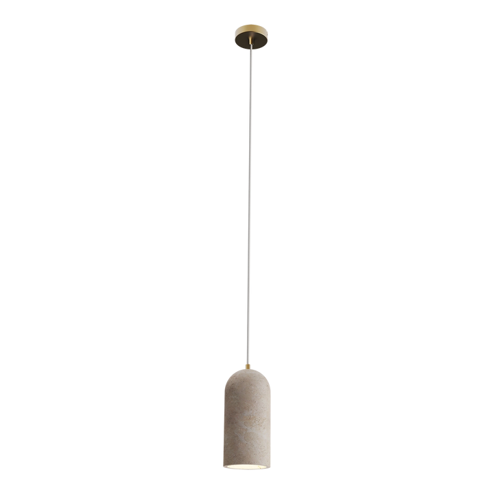 Calibo Inspire Crafted Travertine Round Top Cylinder Pendant Light - Beige Pendant