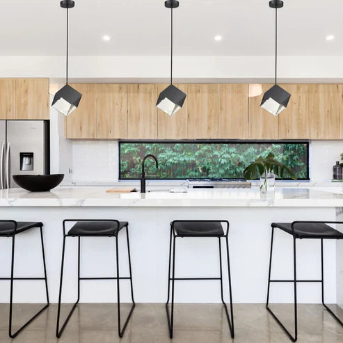 KUBO Glass Pendant Light in Gold or Black Pendant