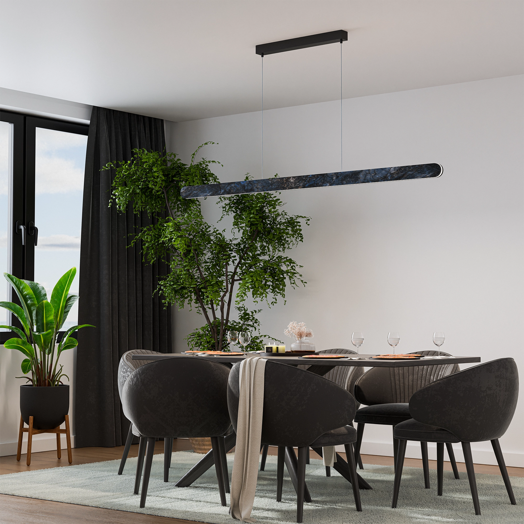 Calibo Lanner 1500mm Crafted Marble LED Linear Pendant - Black pendant