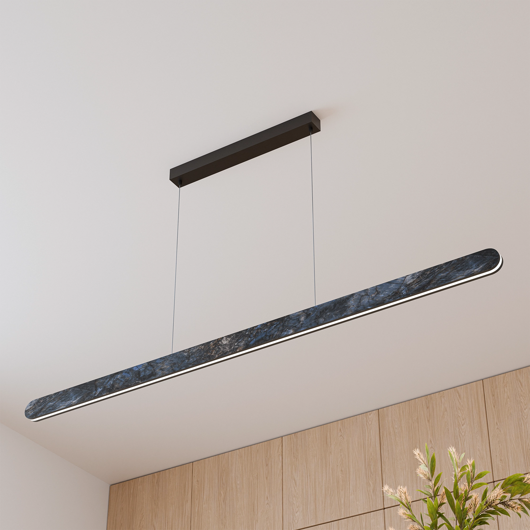Calibo Lanner 1500mm Crafted Marble LED Linear Pendant - Black pendant