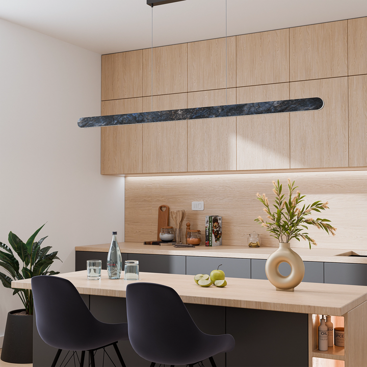 Calibo Lanner 1500mm Crafted Marble LED Linear Pendant - Black pendant