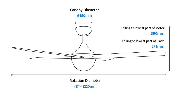 Heron AC Fan with LED light/E27 light